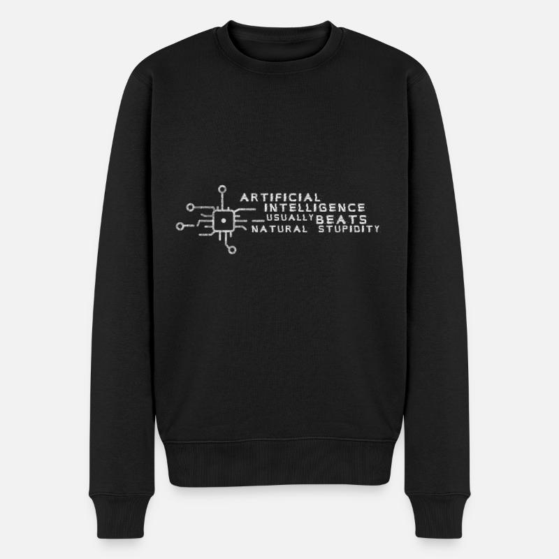 Artificial Intelligence beats natural Stupidity - Männer Premium Bio Pullover - Schwarz