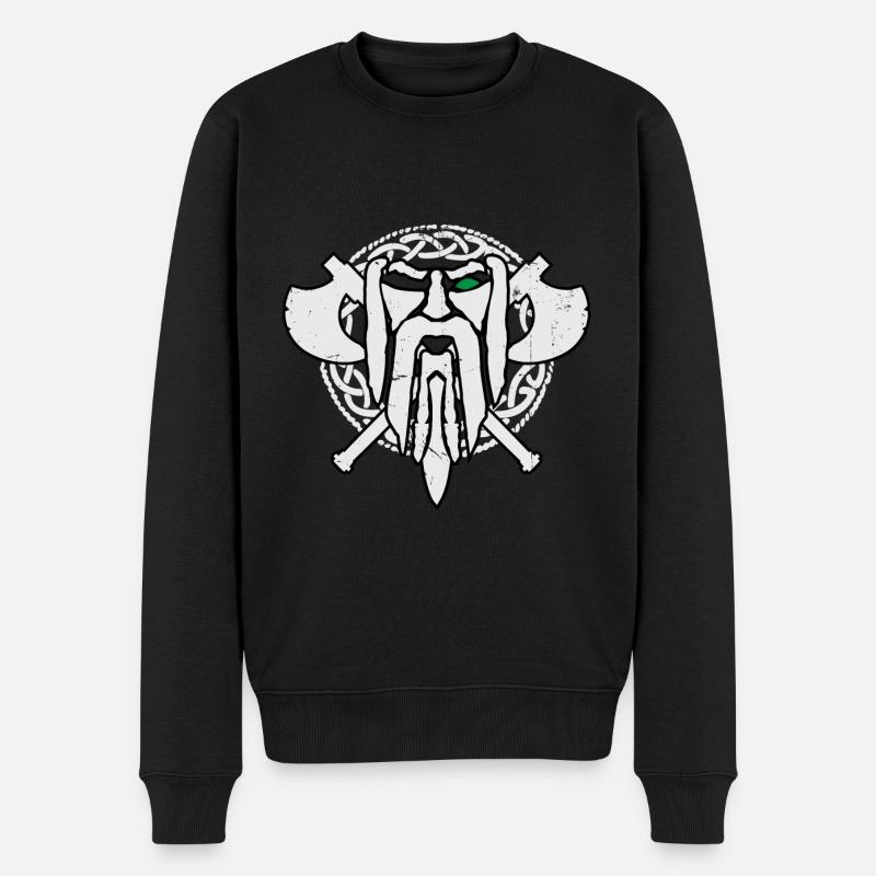 Viking Thor Hammer Runen - Männer Premium Bio Pullover - Schwarz