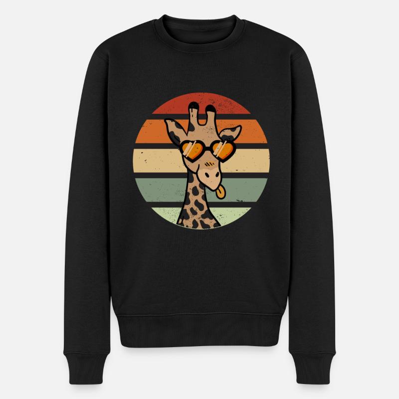 Giraffe Retro - Männer Premium Bio Pullover - Schwarz