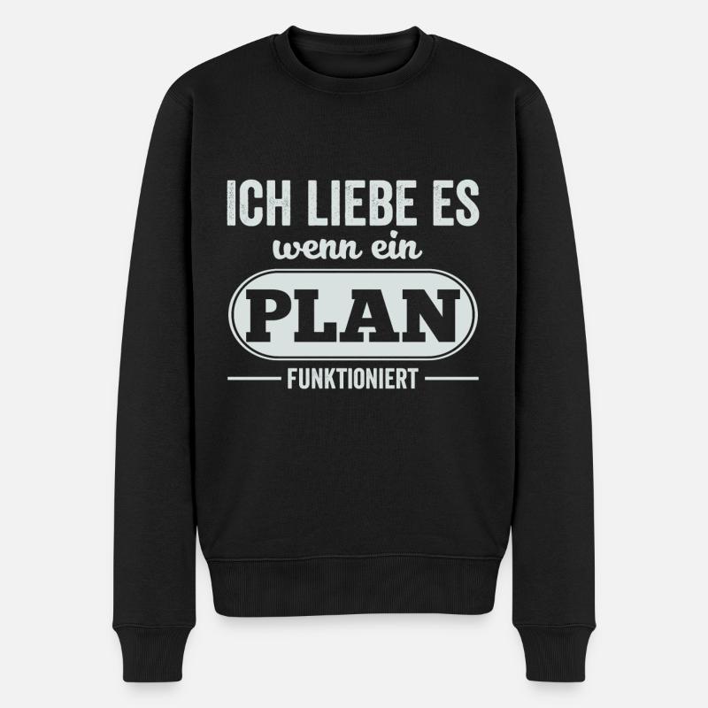 Ich liebe es wenn ein Plan funktioniert - Männer Premium Bio Pullover - Schwarz