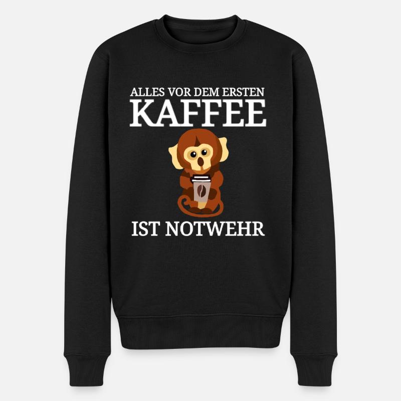 lustiger Kaffee Spruch Käffchen - Männer Premium Bio Pullover - Schwarz