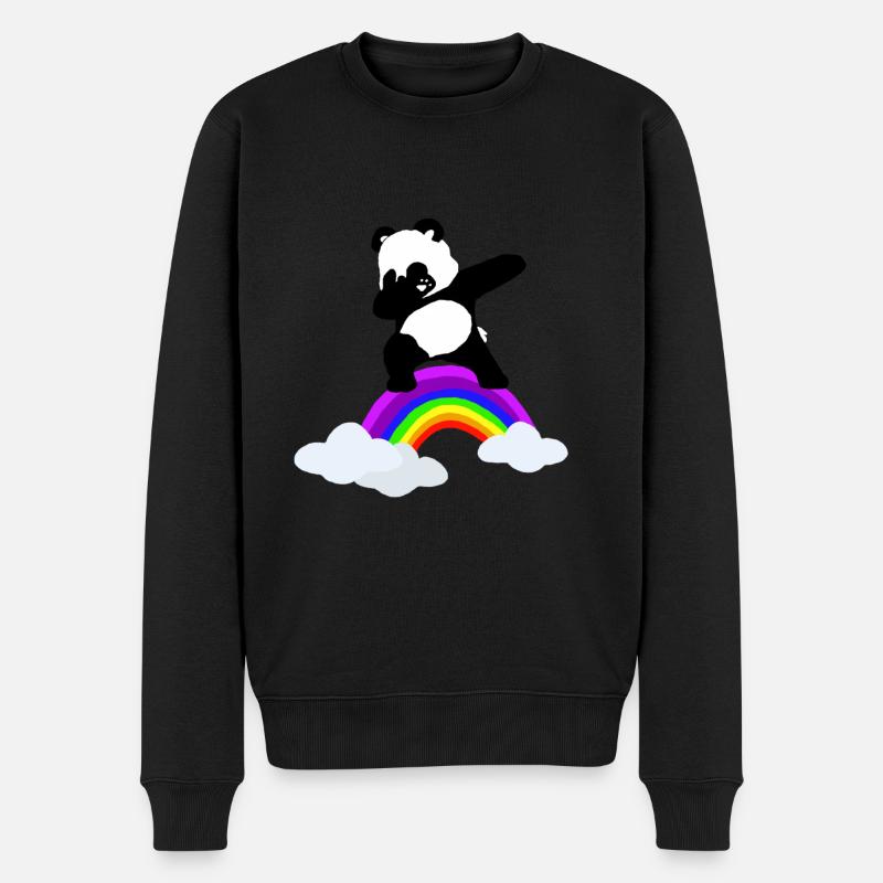 Dabbender Panda Regenbogen Kinder Baby - Männer Premium Bio Pullover - Schwarz