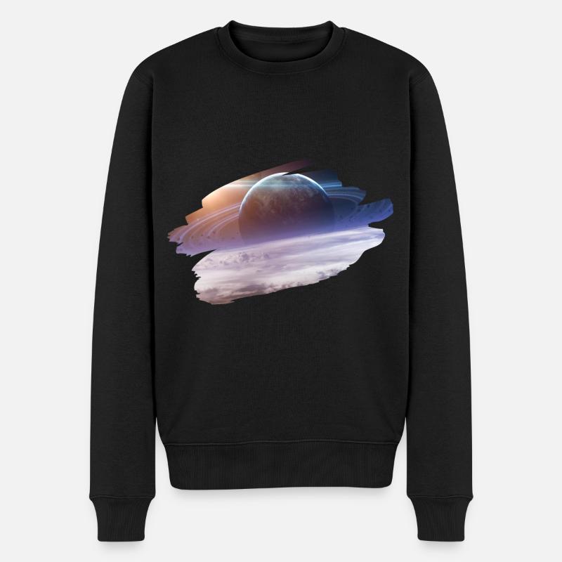 Planet im Weltraum - Männer Premium Bio Pullover - Schwarz
