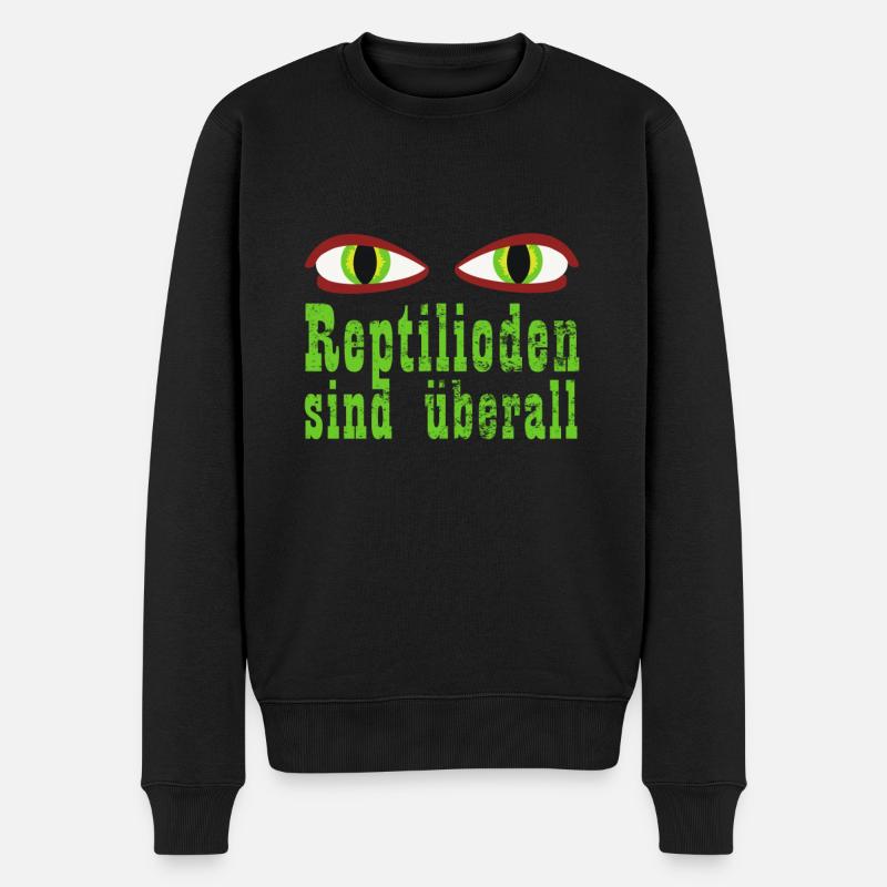 reptiloiden sind überall Spruch mit Augen - Männer Premium Bio Pullover - Schwarz