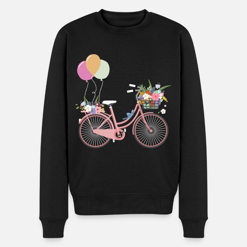 Fahrrad Blumen Luftballon Pink Rad - Männer Premium Bio Pullover - Schwarz