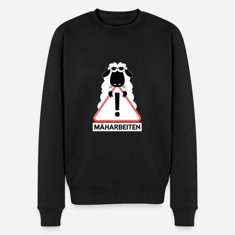Mäharbeiten Schaf Gras Landschaftspflege lustig - Männer Premium Bio Pullover - Schwarz