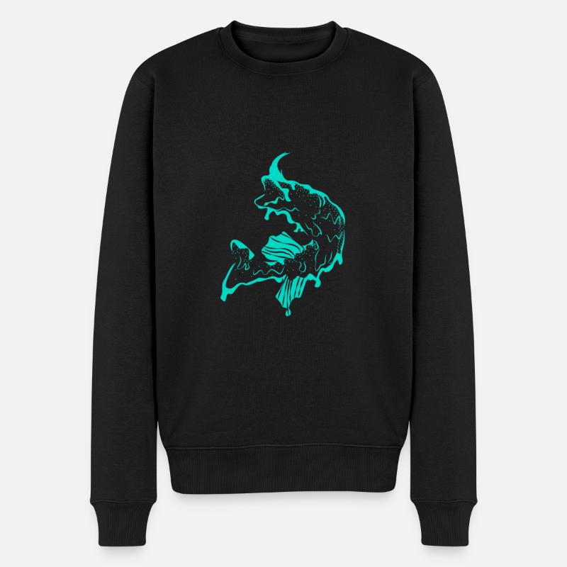 Hecht Fisch Angeln - Männer Premium Bio Pullover - Schwarz