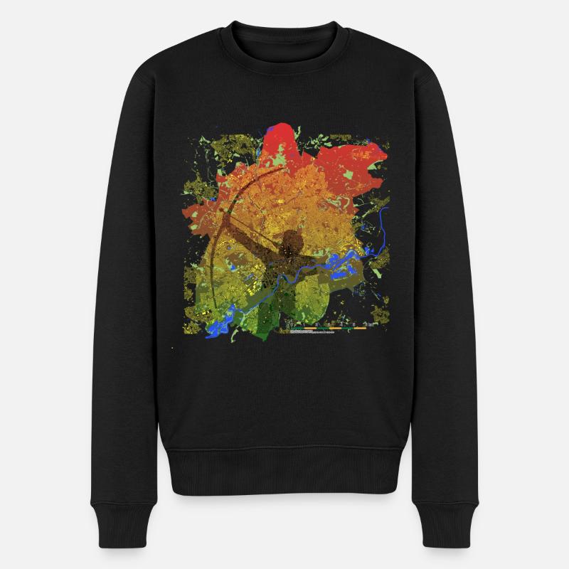 Robin Hood über Sonnenuntergang Nottingham - Männer Premium Bio Pullover - Schwarz