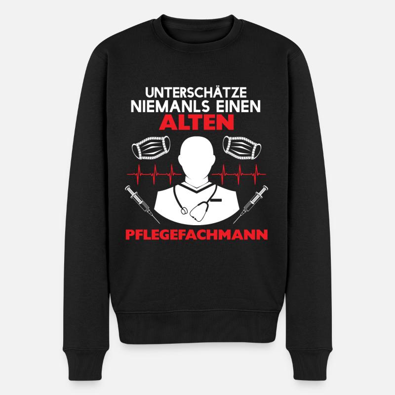 Pflegekräfte - Maske Pflegepersonal Arzthelferin - Männer Premium Bio Pullover - Schwarz