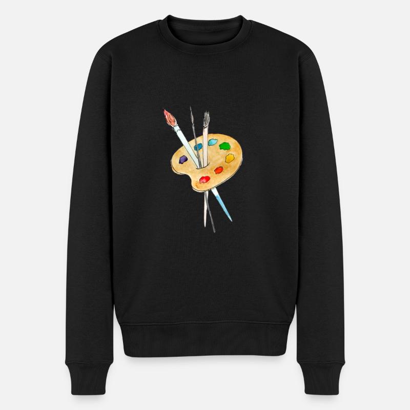 Palette, peintures et pinceaux - Pull Premium bio Homme - noir