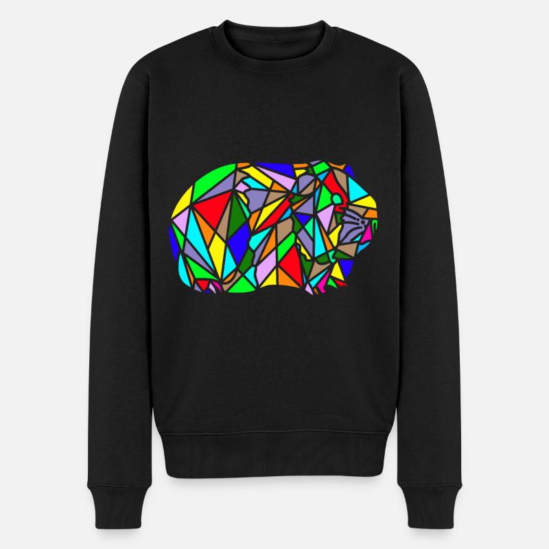polygon meerschweinchen Regenbogen - Männer Premium Bio Pullover - Schwarz
