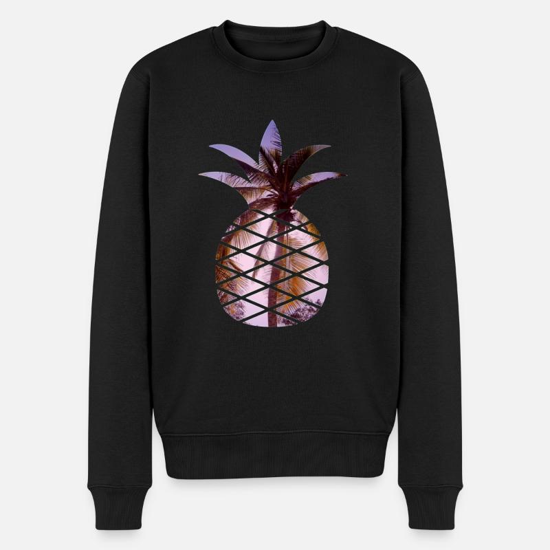 Ananas Palmen Freizeit Sommer - Männer Premium Bio Pullover - Schwarz