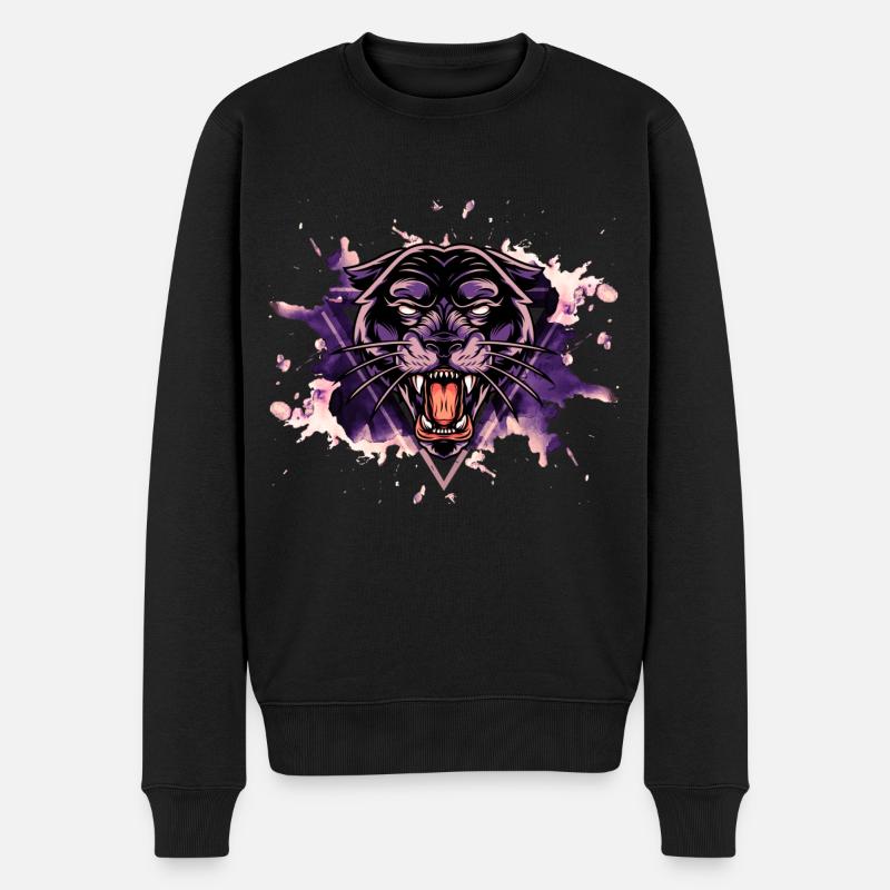 Panthère Panter Violet Noir Splash Animal Prédateur - Pull Premium bio Homme - noir