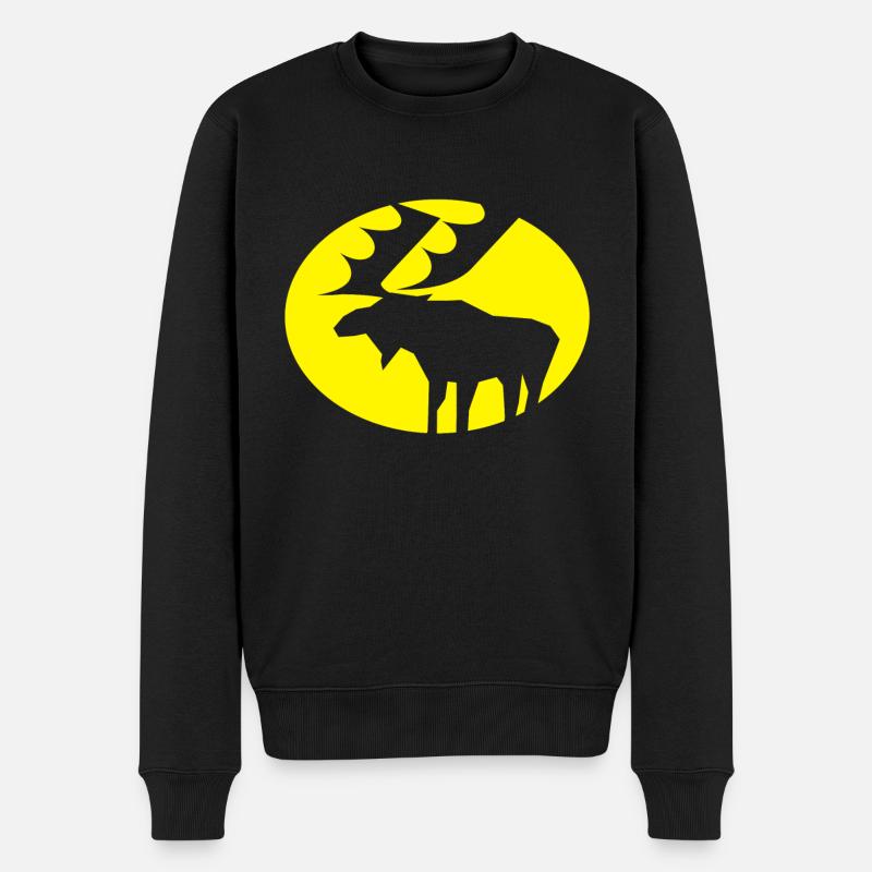 Elch - Männer Premium Bio Pullover - Schwarz