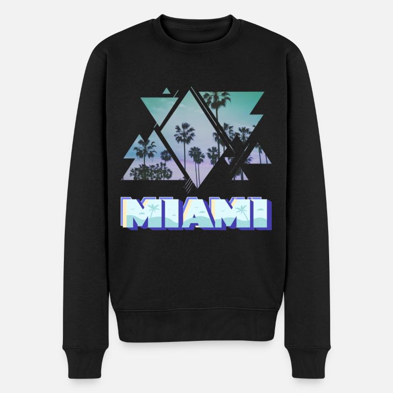 Miami Florida Sommer Sonne Palmen USA Amerika - Männer Premium Bio Pullover - Schwarz