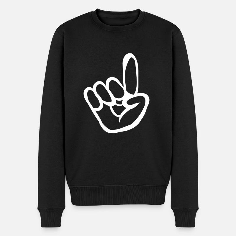 Handzeichen Geschenk Melden Zeigefinger - Männer Premium Bio Pullover - Schwarz