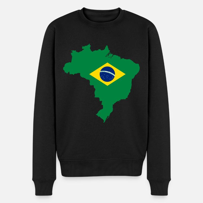 Brésil Drapeau Idée cadeau carte - Pull Premium bio Homme - noir