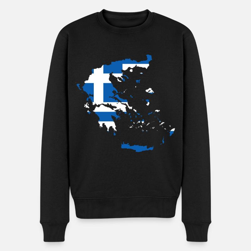 Greece flag gift idea map - Men's Premium Organic Jumper - black