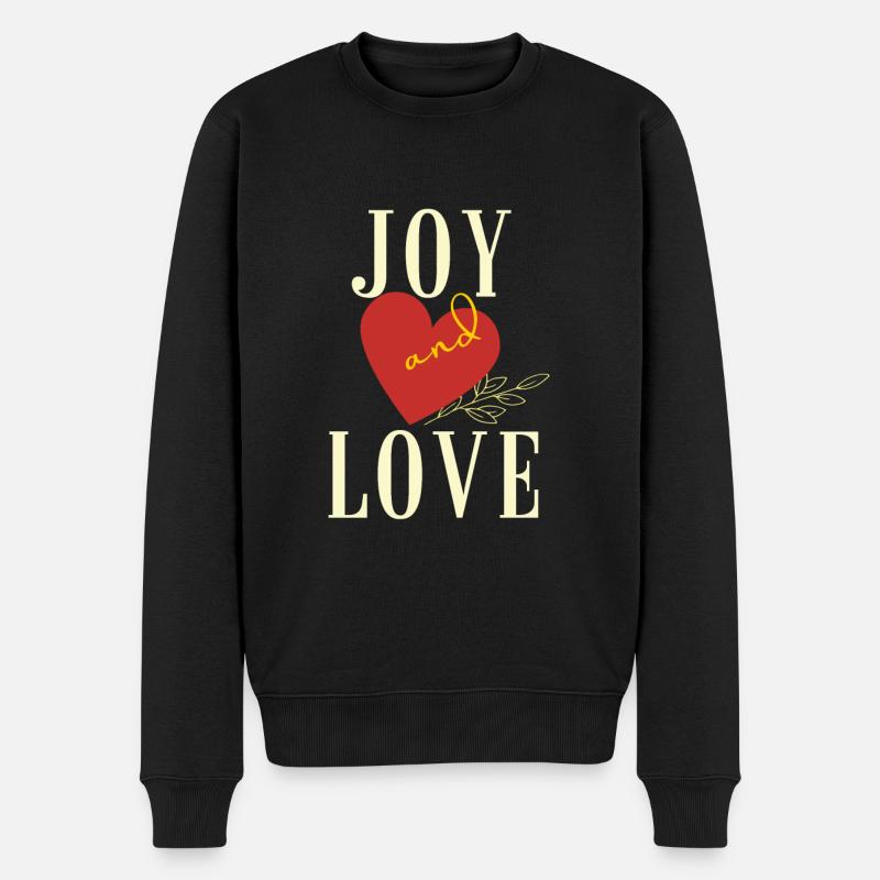 Freude und Liebe - Männer Premium Bio Pullover - Schwarz
