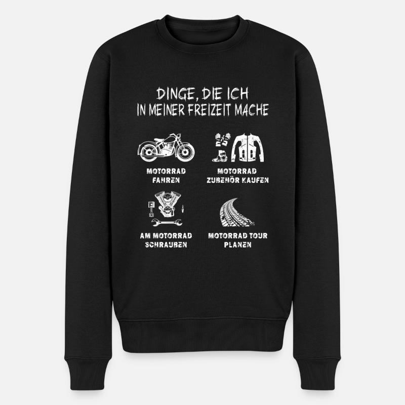 motorrad Dinge die ich in meiner freizeit mache - Männer Premium Bio Pullover - Schwarz