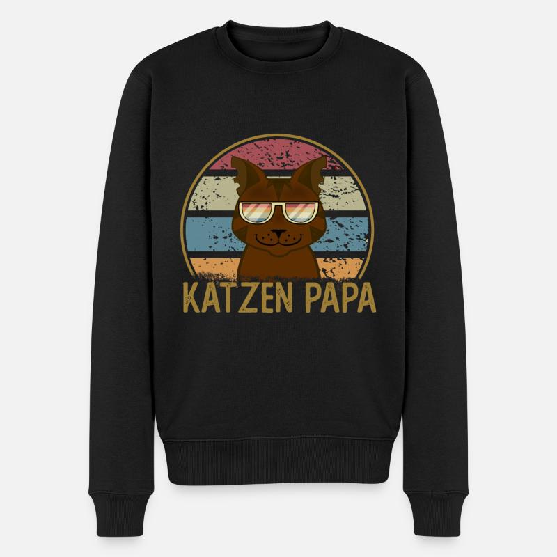 KATZEN PAPA - Männer Premium Bio Pullover - Schwarz