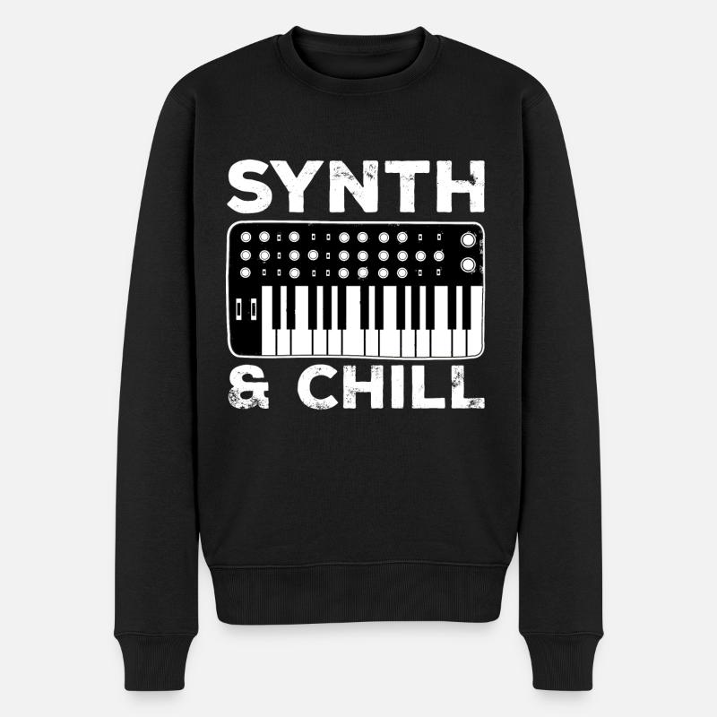 SYNTH & CHILL - Männer Premium Bio Pullover - Schwarz