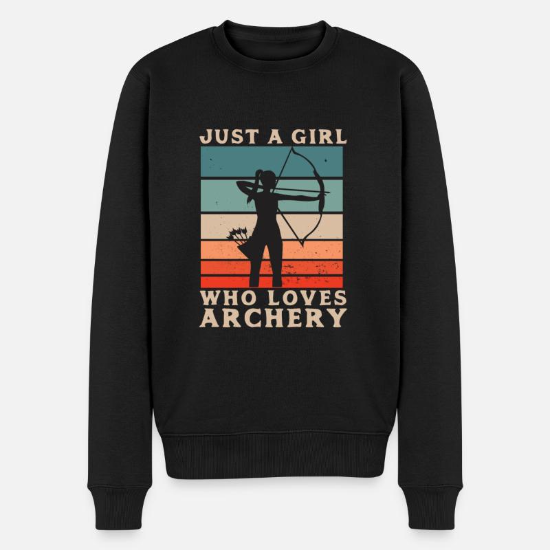 Bogenschießen - Archery - Pfeil und Bogen - Männer Premium Bio Pullover - Schwarz
