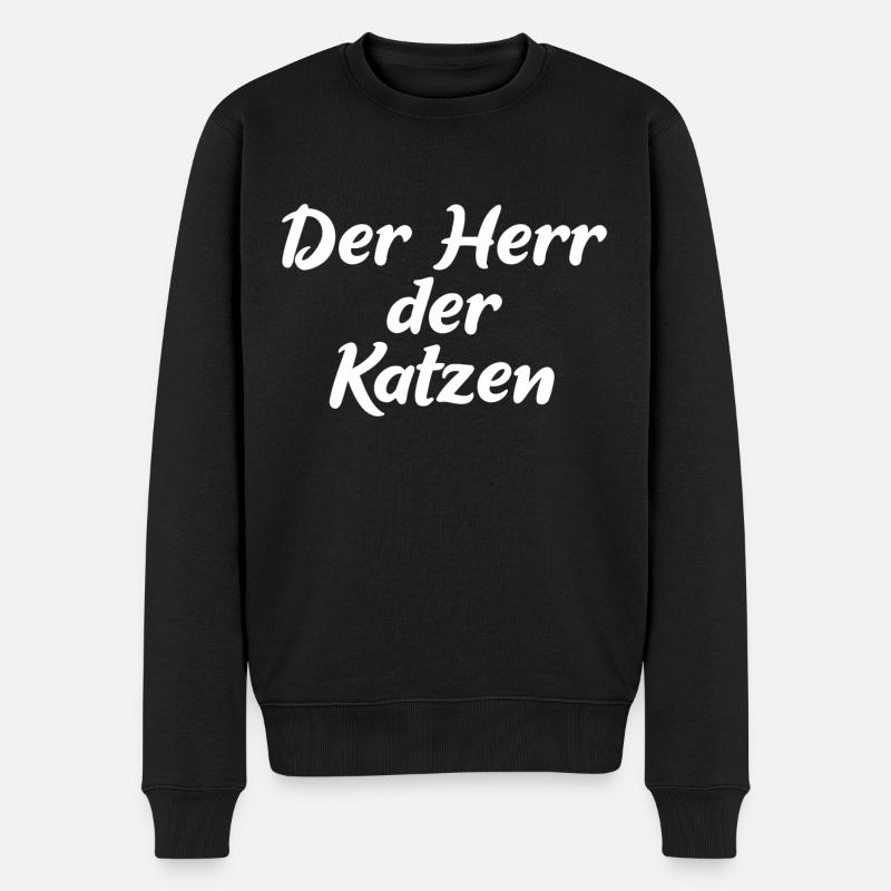 Der Herr der Katzen - Männer Premium Bio Pullover - Schwarz