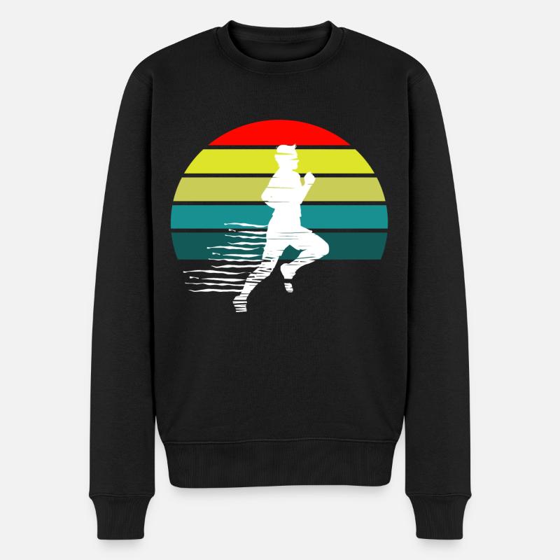 Laufender Sportlicher Mann Sunset - Männer Premium Bio Pullover - Schwarz