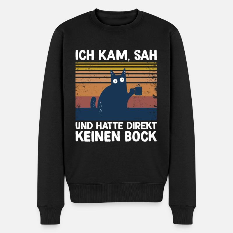 ich kam sah und hatte direkt keinen bock Katze - Männer Premium Bio Pullover - Schwarz