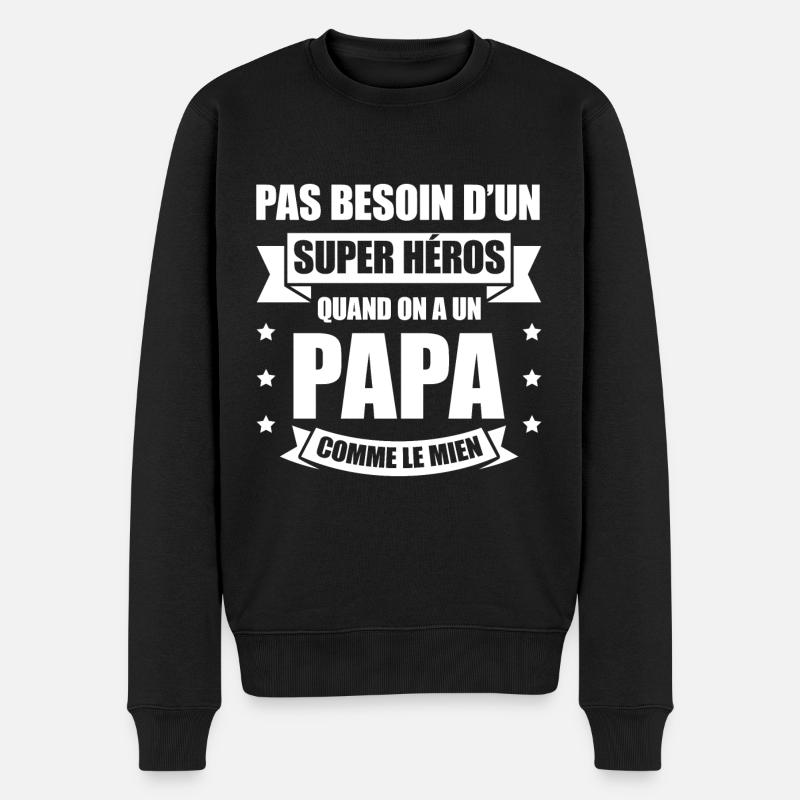 PAPA SUPER-HÉROS - Pull Premium bio Homme - noir