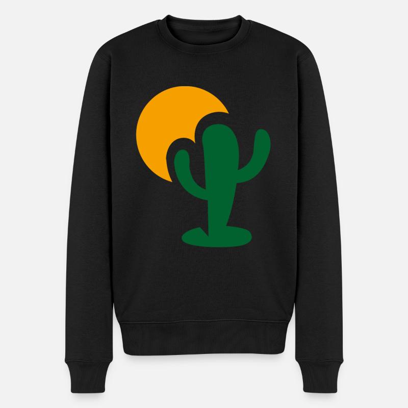 Sonnen Kaktus Design - Männer Premium Bio Pullover - Schwarz