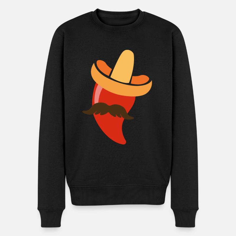 Mexikanische Peperoni Design - Männer Premium Bio Pullover - Schwarz