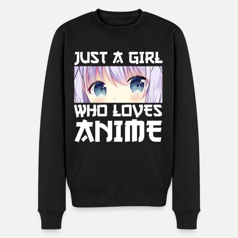 Just a Girl who loves Anime - Männer Premium Bio Pullover - Schwarz