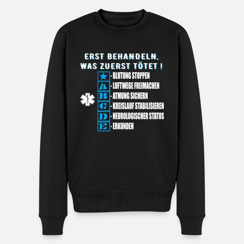 112 ABCDE Schema, Notfallsanitäter, Rettungsdienst - Männer Premium Bio Pullover - Schwarz