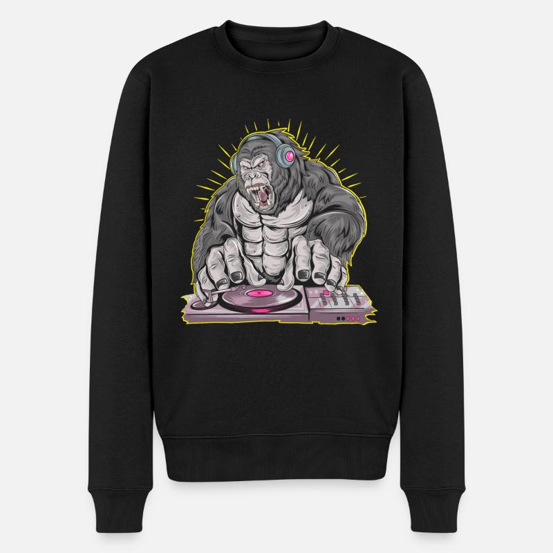 Gorilla DJ, Sommer Party Musik Club Kopfhörer FUN - Männer Premium Bio Pullover - Schwarz
