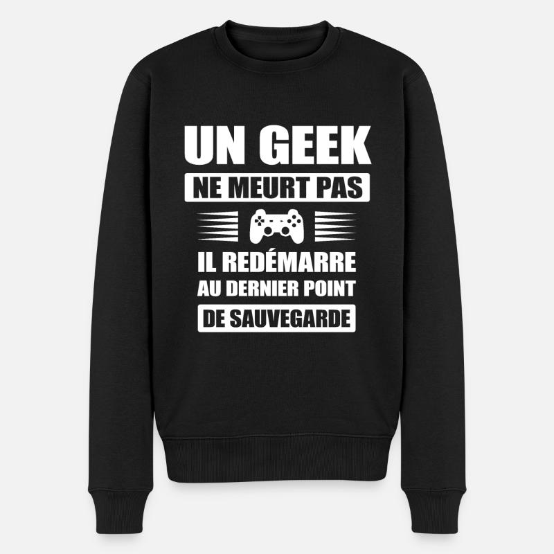 UN GEEK NE MEURT PAS - Pull Premium bio Homme - noir