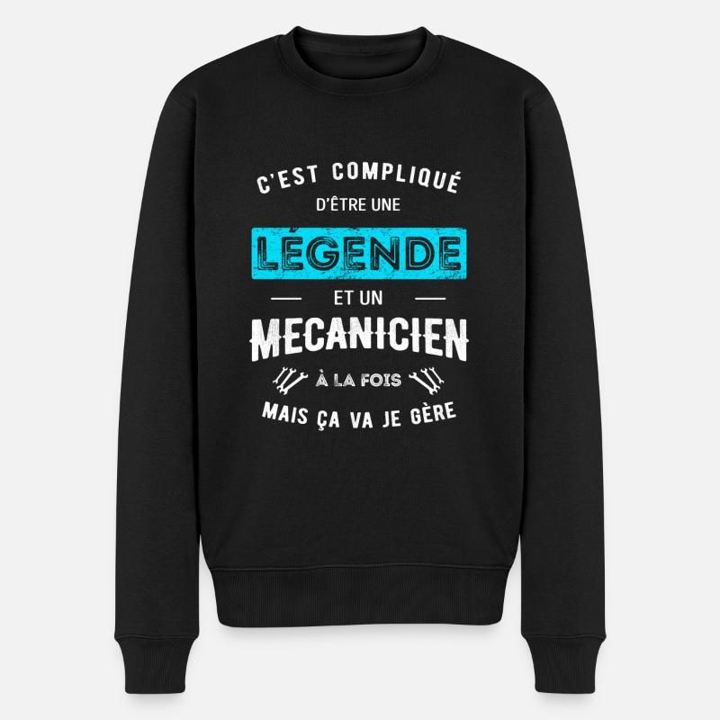 LÉGENDE ET MÉCANICIEN - Pull Premium bio Homme - noir