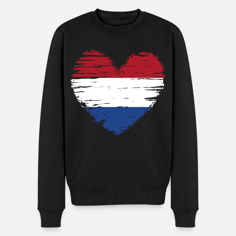 Pays-Bas coeur drapeau drapeau blason - Pull Premium bio Homme - noir