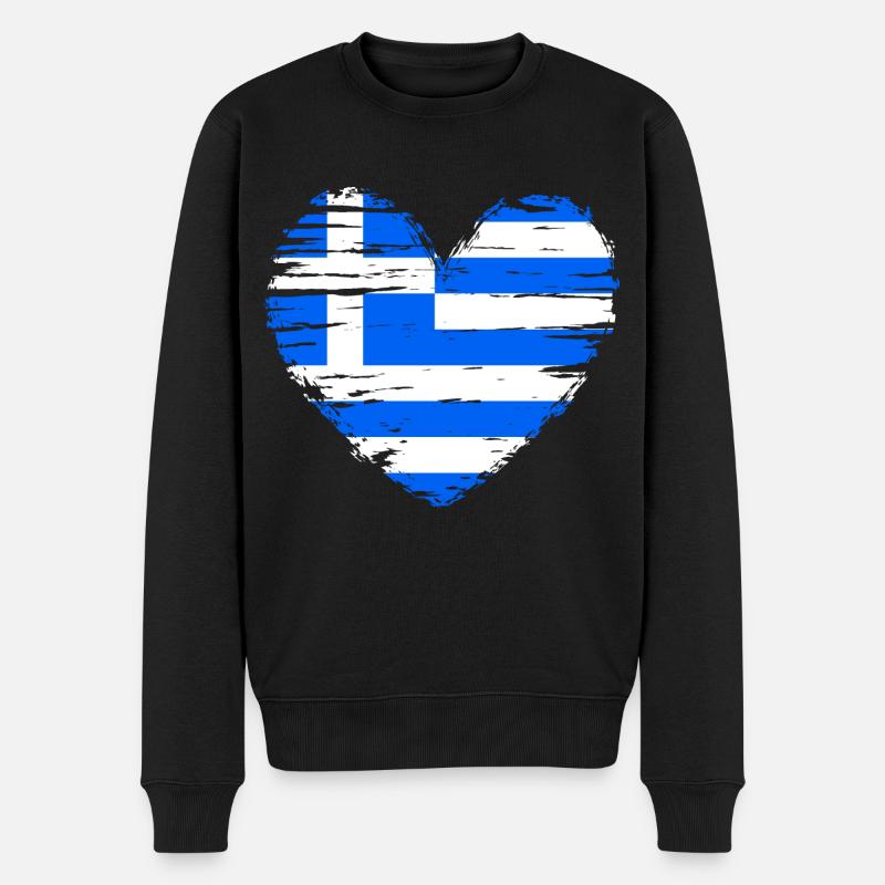 Grece coeur drapeau drapeau blason - Pull Premium bio Homme - noir