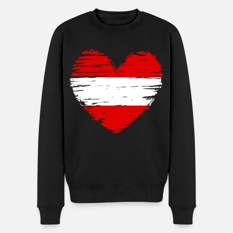 Autriche coeur drapeau drapeau blason - Pull Premium bio Homme - noir