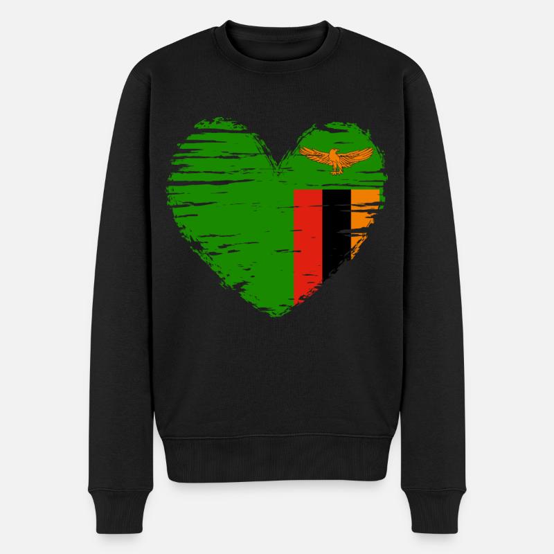 Zambie coeur drapeau blason - Pull Premium bio Homme - noir