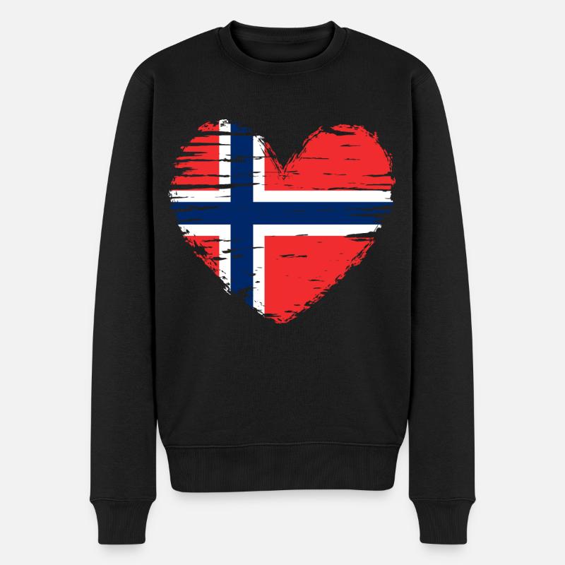 Norvège coeur drapeau blason - Pull Premium bio Homme - noir