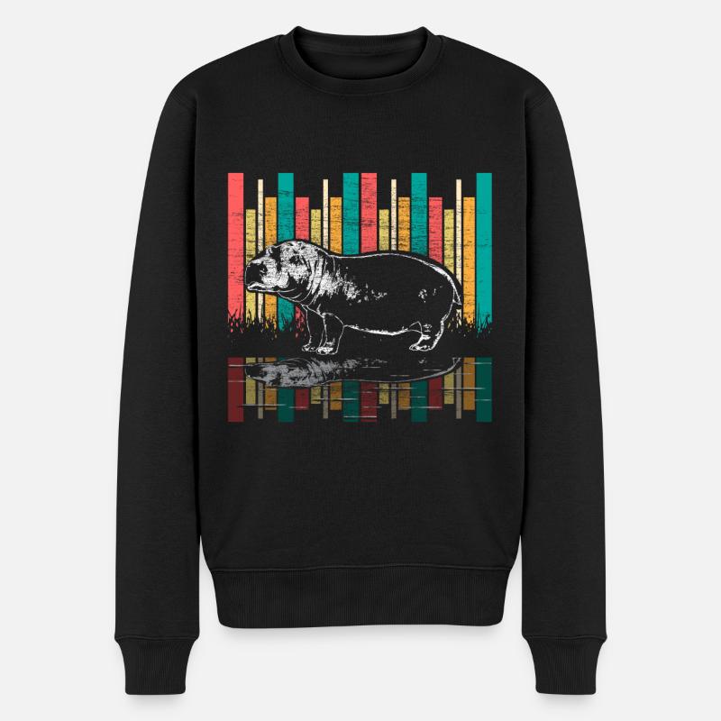 Hippos Nilpferd - Männer Premium Bio Pullover - Schwarz