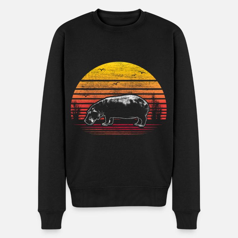 Hippo - Männer Premium Bio Pullover - Schwarz