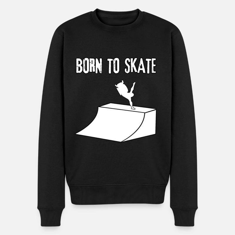 Rollstuhl Born to Skate - Männer Premium Bio Pullover - Schwarz