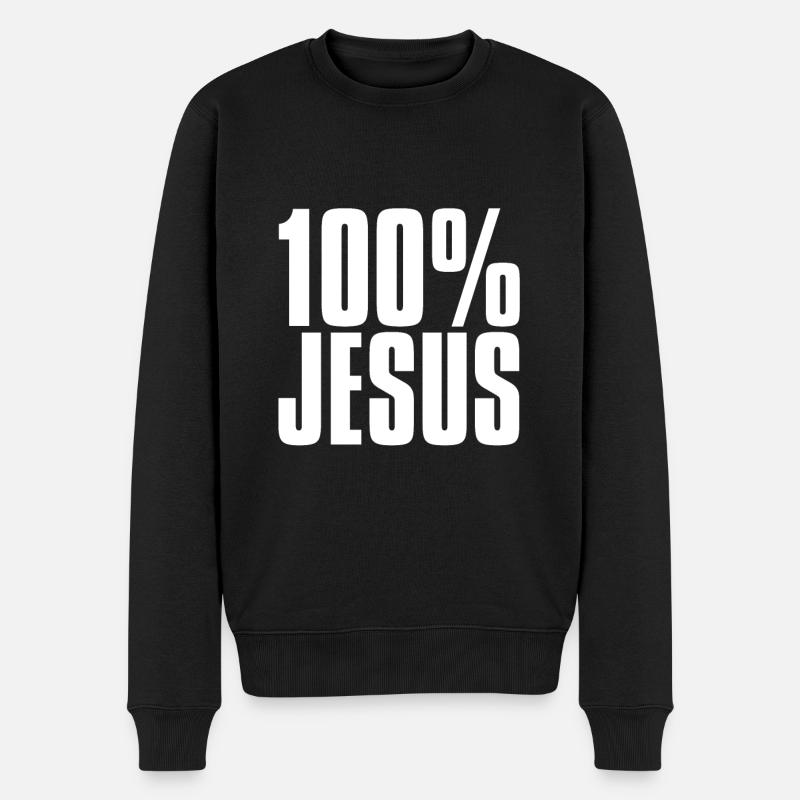 100% JÉSUS - Pull Premium bio Homme - noir