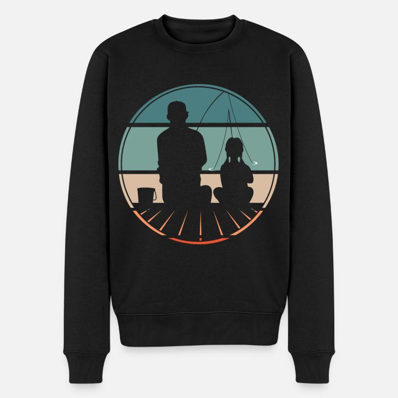 Vater Tochter - Männer Premium Bio Pullover - Schwarz