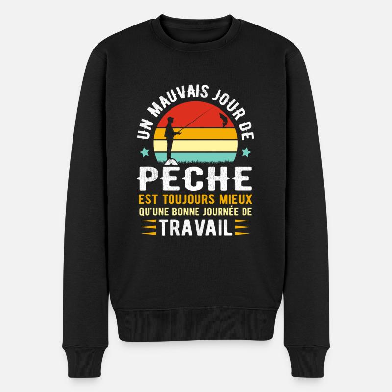 JOUR DE PÊCHE - JOURNÉE DE TRAVAIL - Pull Premium bio Homme - noir