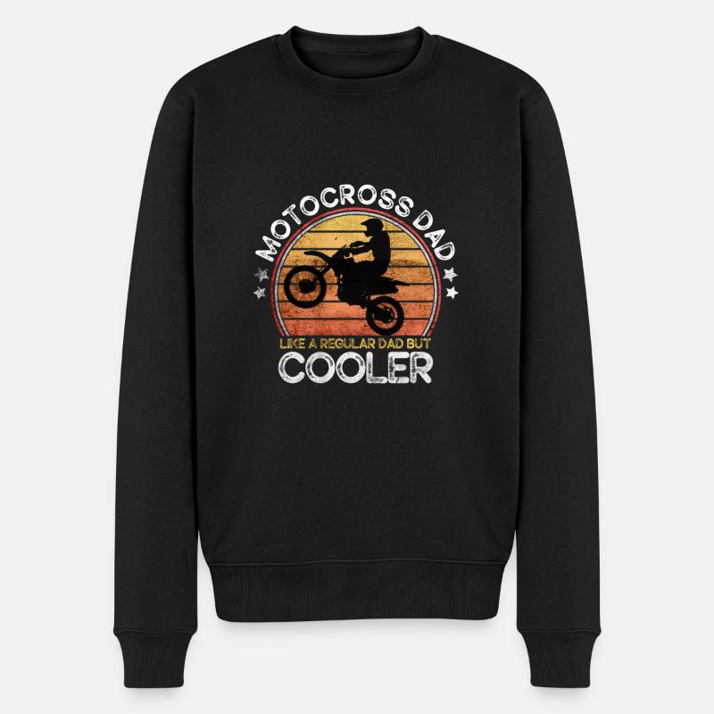 Motocross Papa, Motorrad Vater, cooler Papamotor - Männer Premium Bio Pullover - Schwarz